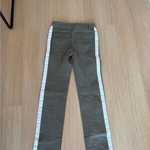 Olive Green Skinny Jeans with White Side Stripes